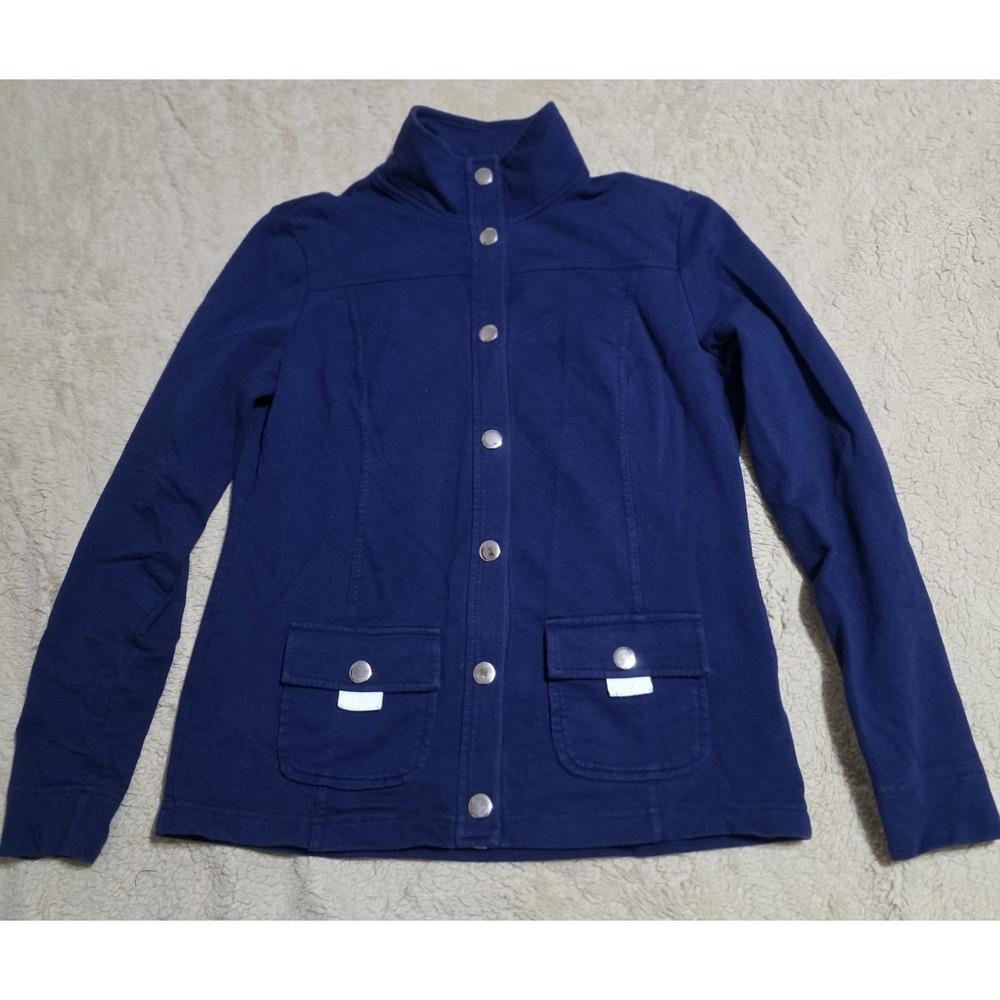 Karen Scott‎ Sport Jacket Womens PP Petite Petite Navy Blue Snap Button Knit